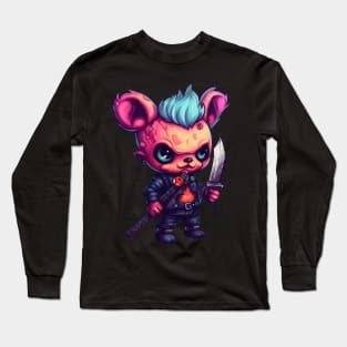 The Beast's Malevolence: Sinister Demon Bear Unleashed Long Sleeve T-Shirt